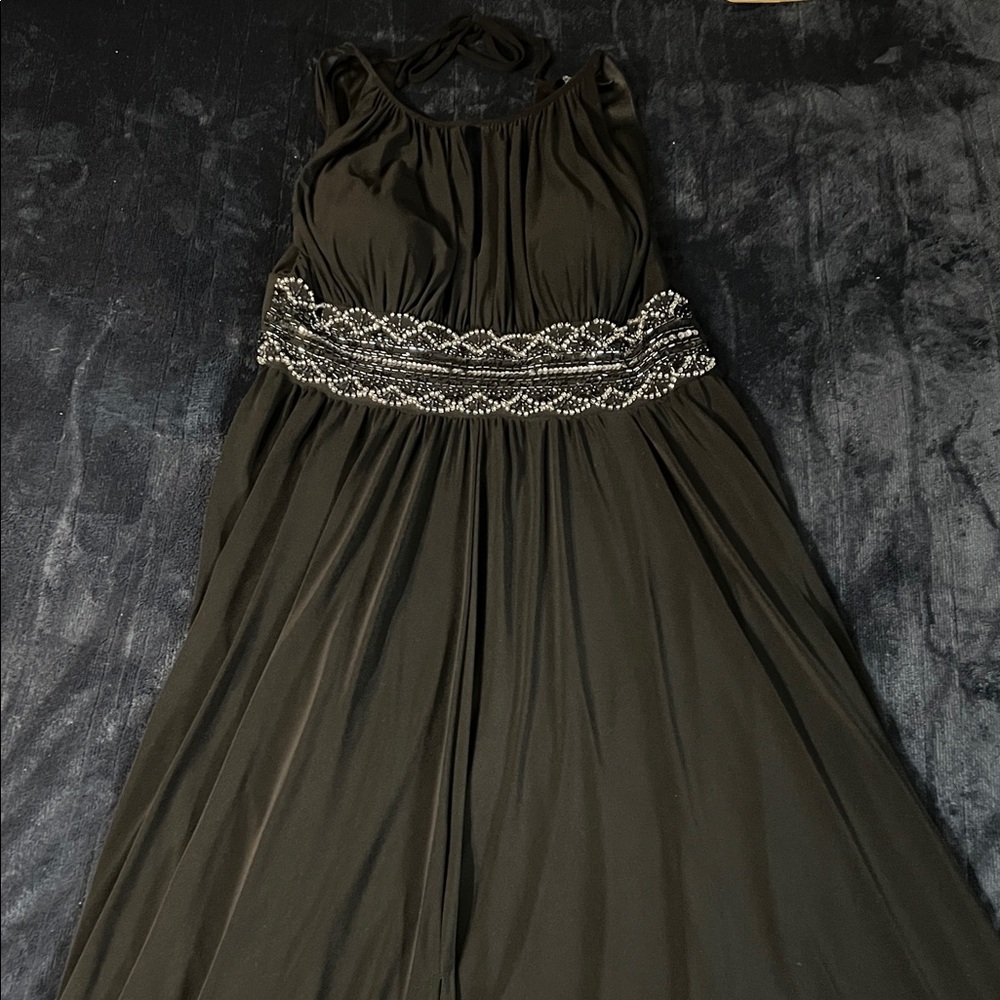 R&M Richards Black Maxi Dress with Embellished Waist